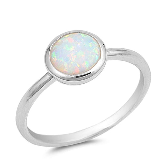 Sterling Silver White Lab Opal Ring