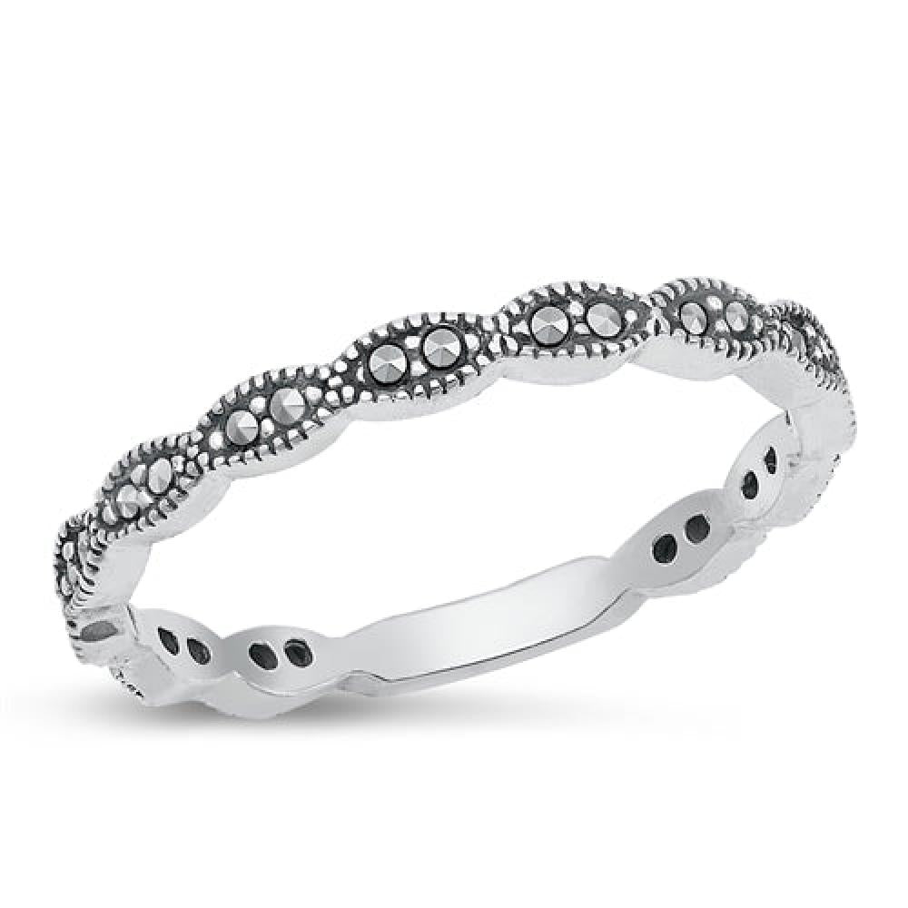 Sterling Silver Stacking Marcasite Ring