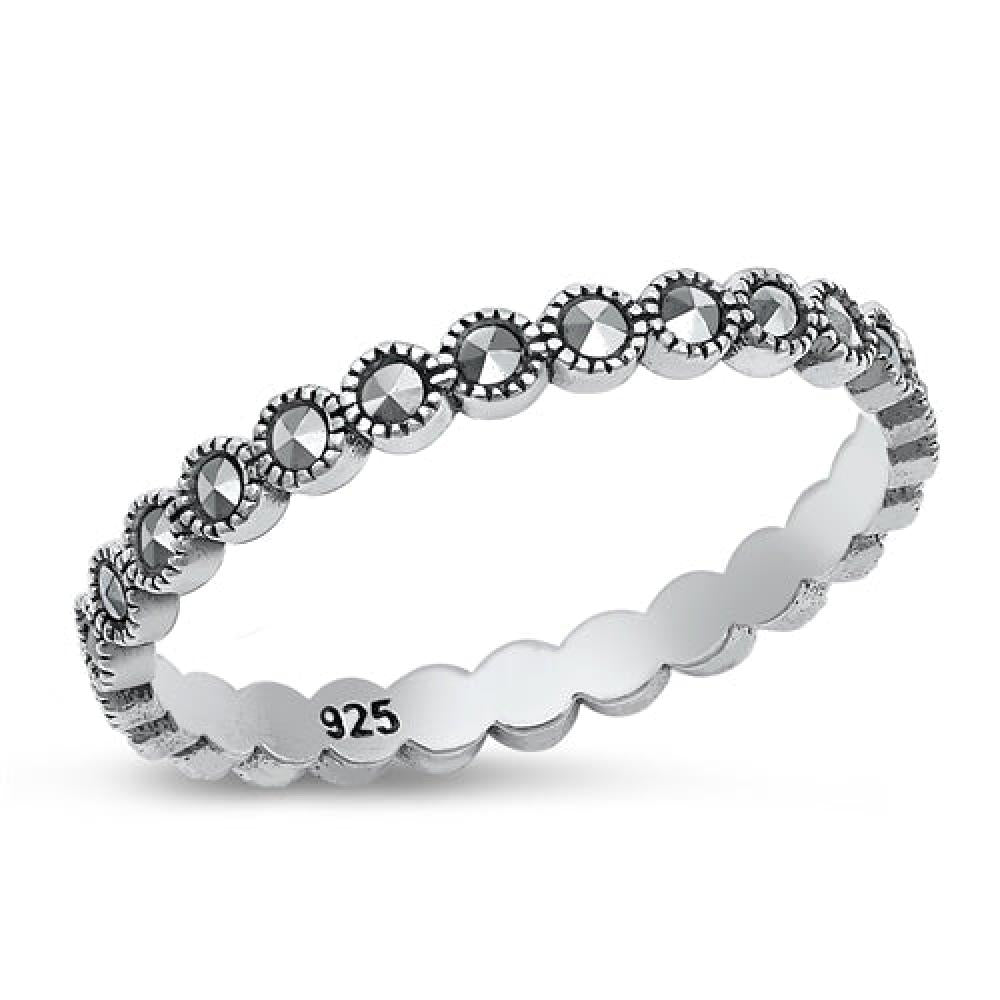 Sterling Silver Stacking Marcasite Ring