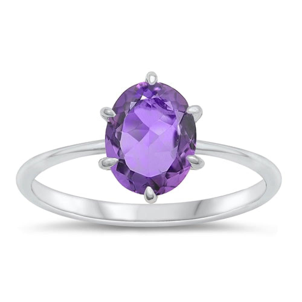 Sterling Silver Genuine Amethyst Ring