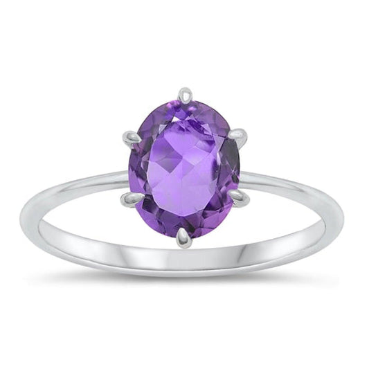 Sterling Silver Genuine Amethyst Ring