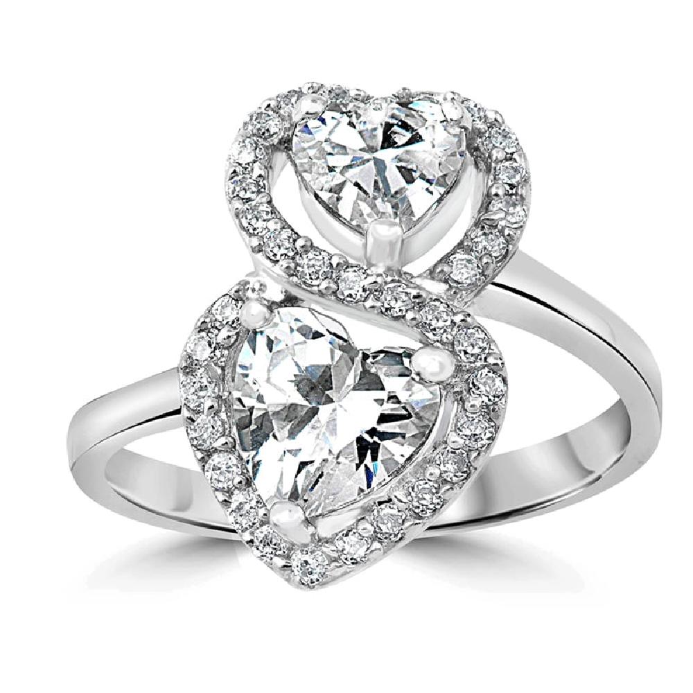 Sterling Silver Clear CZ Heart Ring