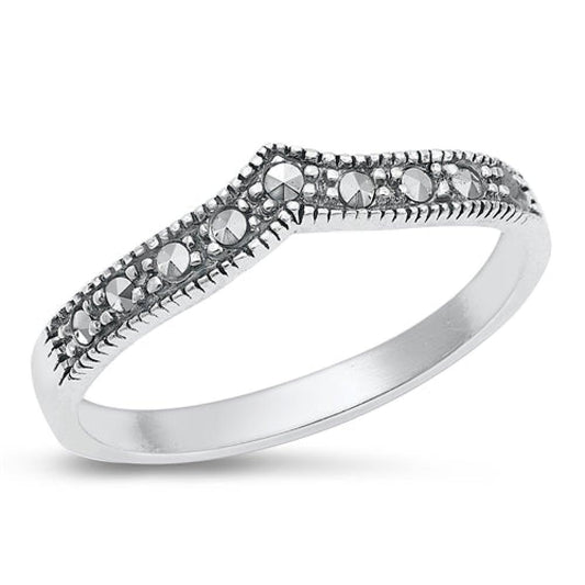 Sterling Silver Chevron Marcasite Ring