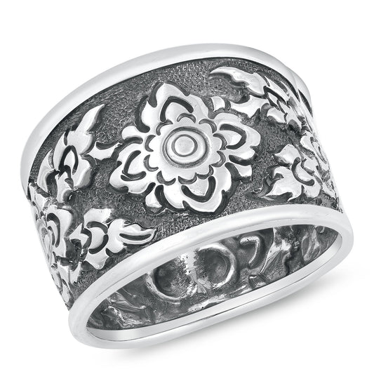 Sterling Silver Thai Floral Design Ring