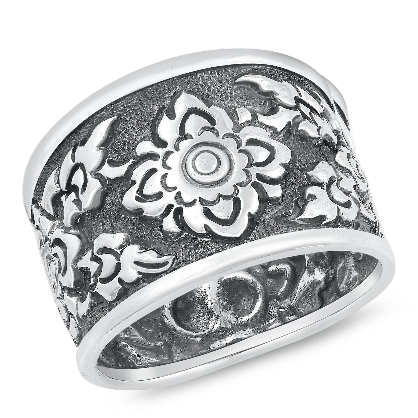 Sterling Silver Thai Floral Design Ring