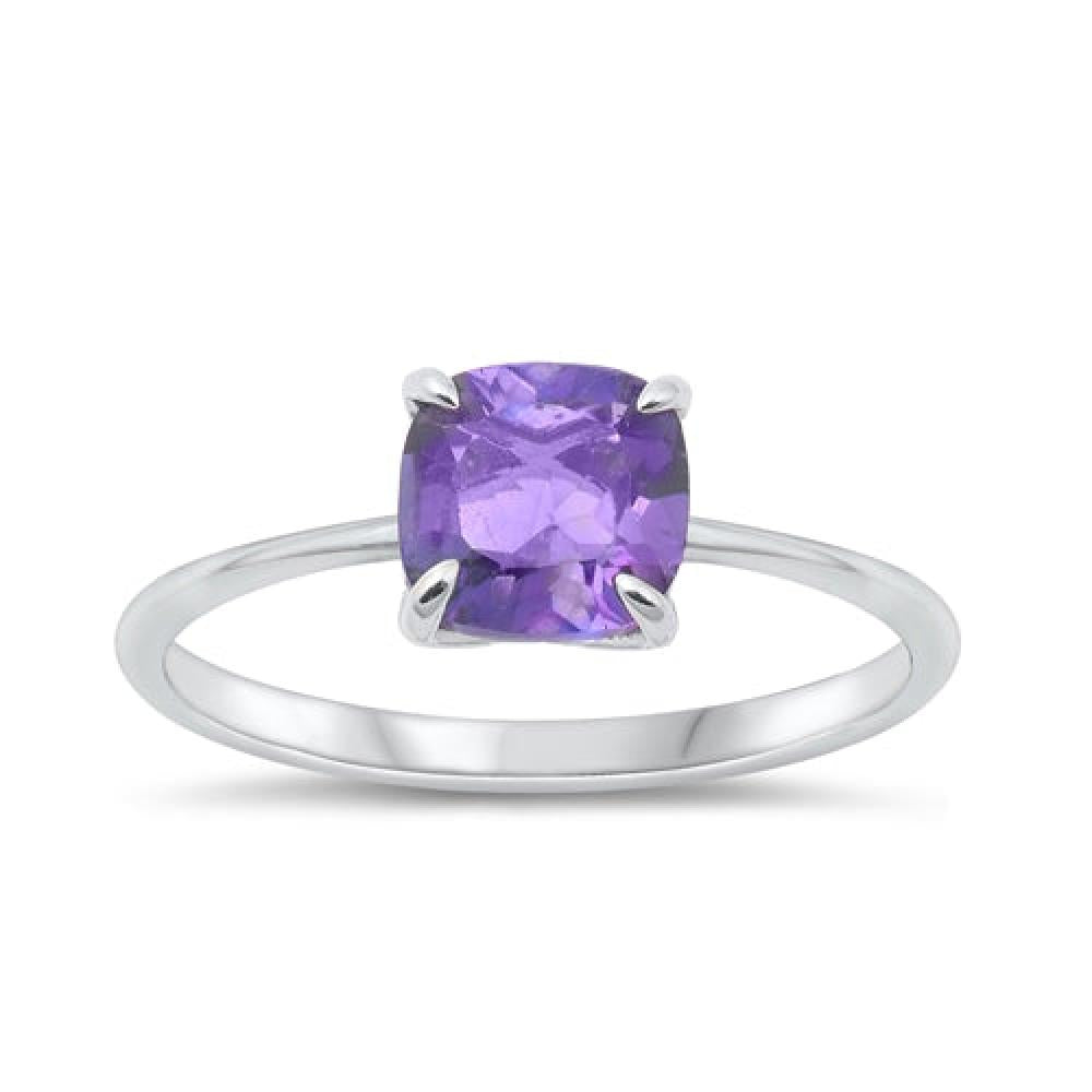 Sterling Silver Genuine Amethyst Ring