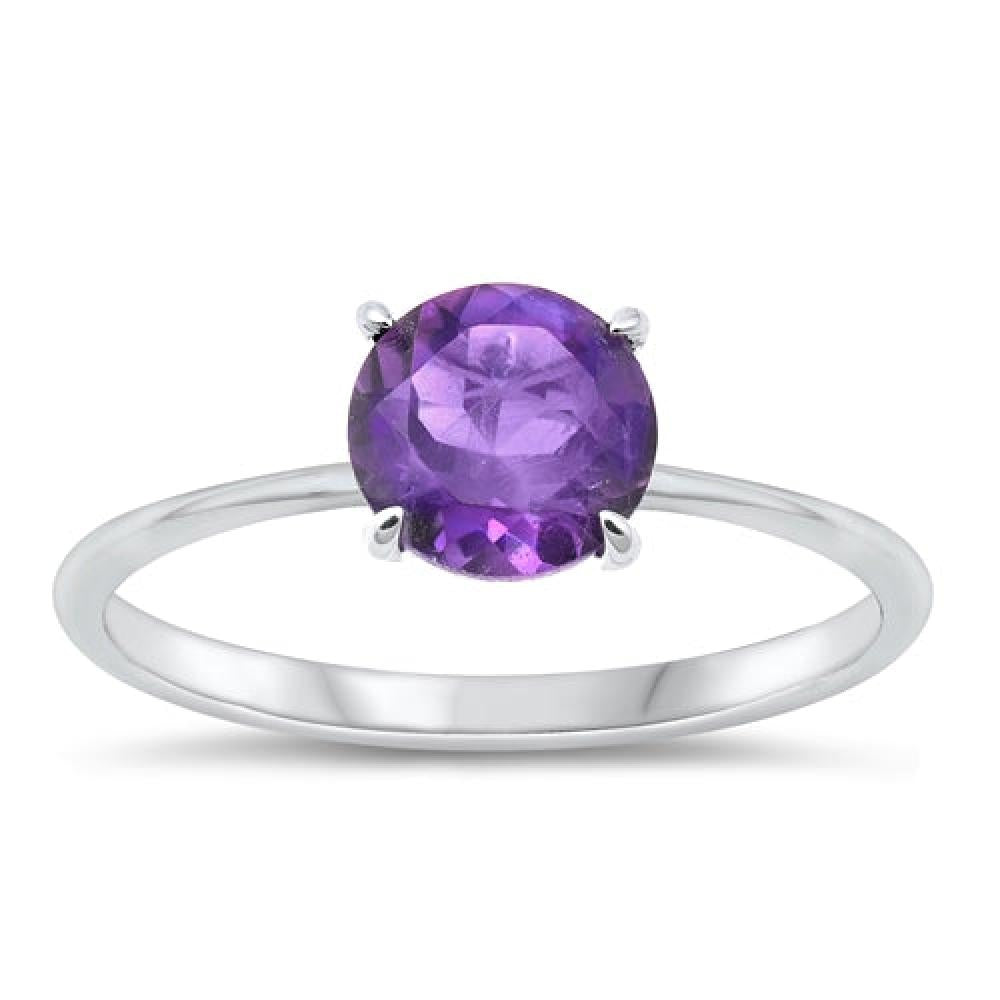 Sterling Silver Genuine Amethyst Ring