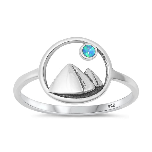 Sterling Silver Blue Lab Opal Mountain Ring