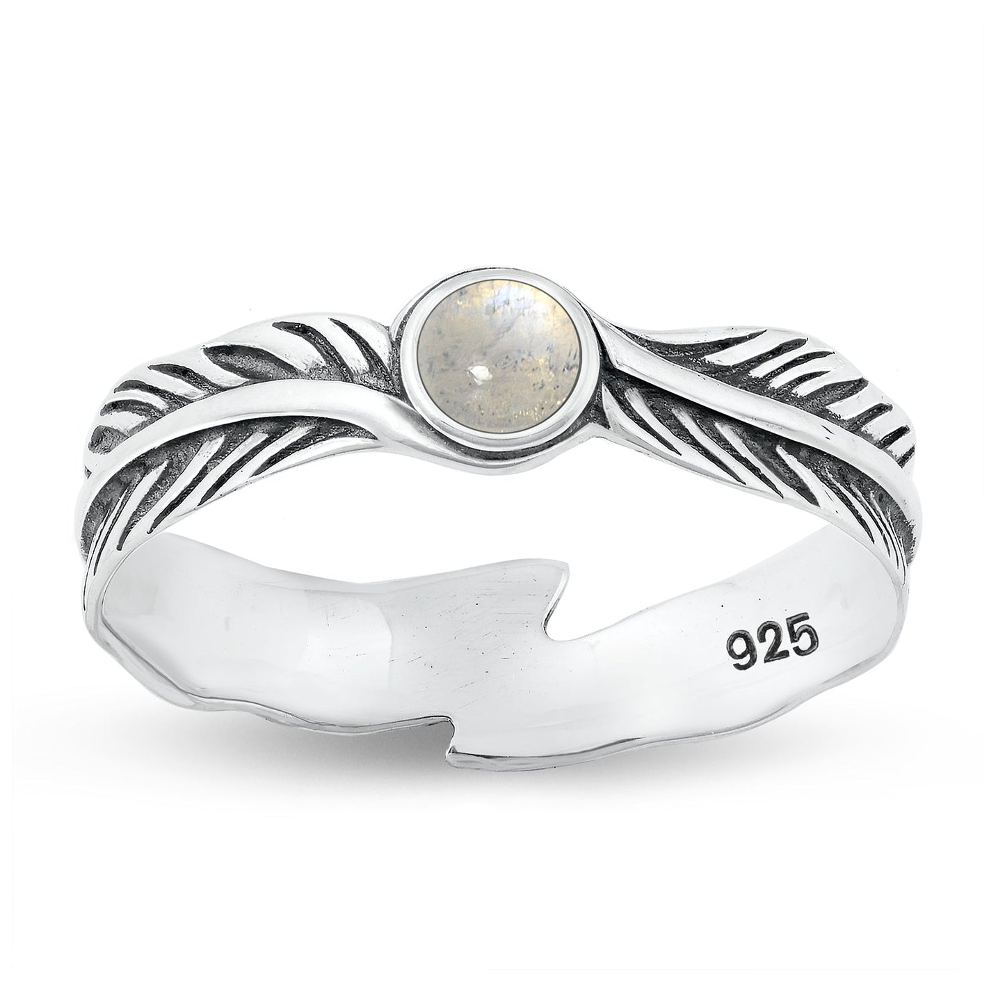 Sterling Silver Moonstone Leaf Ring