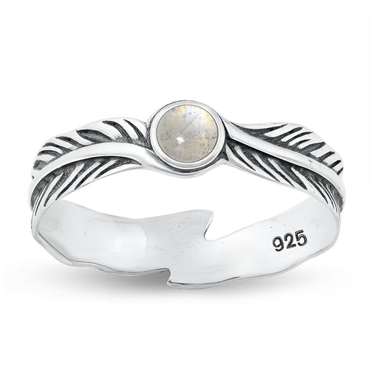 Sterling Silver Moonstone Leaf Ring