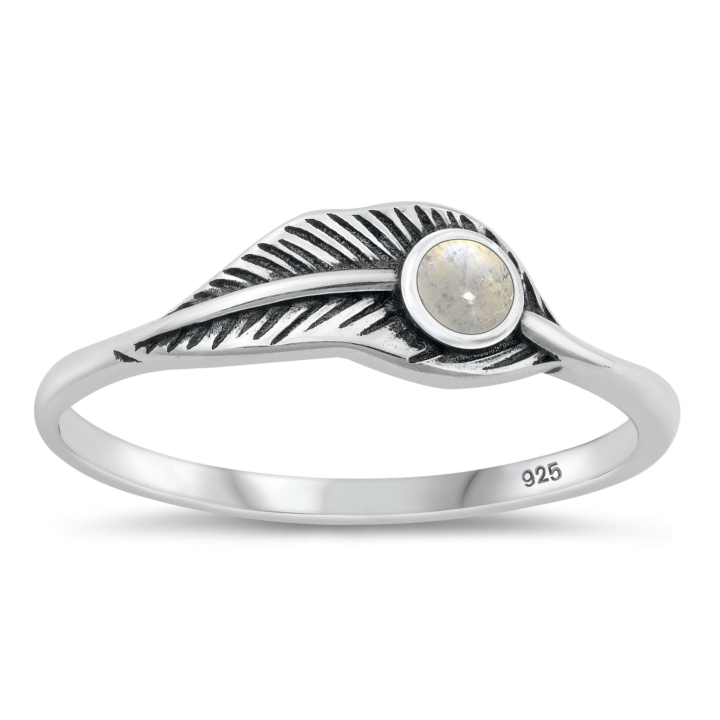 Sterling Silver Moonstone Leaf Ring