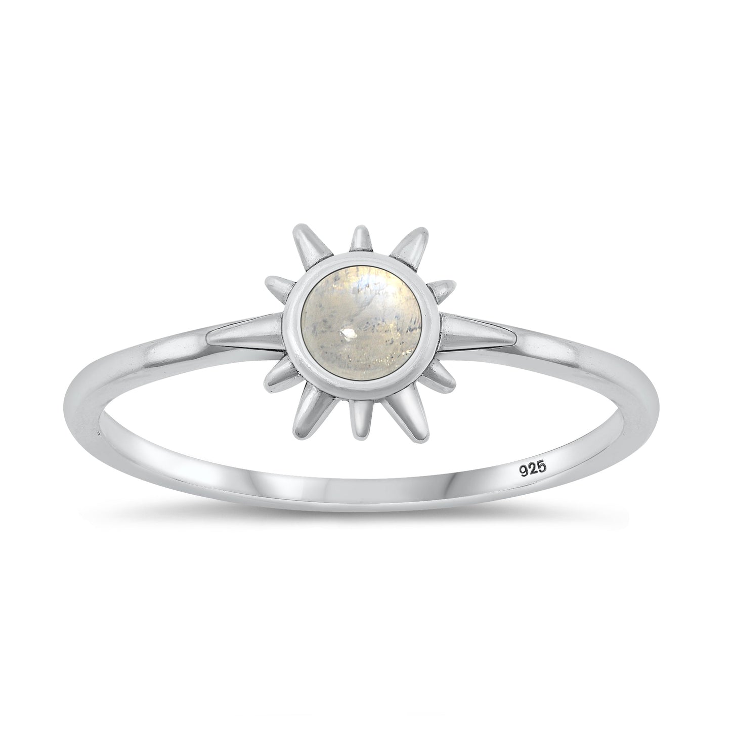 Sterling Silver Moonstone Sun Ring