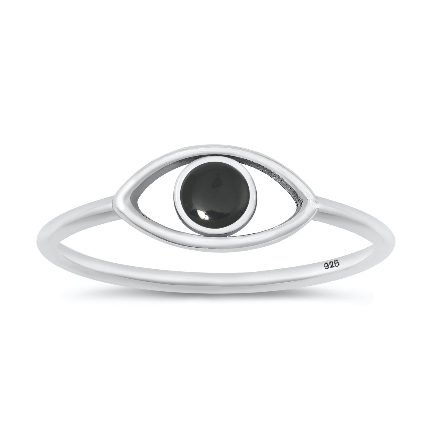 Sterling Silver Black Agate Eye Ring
