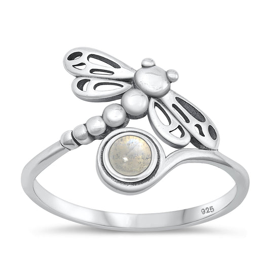 Sterling Silver Moonstone Dragonfly Ring