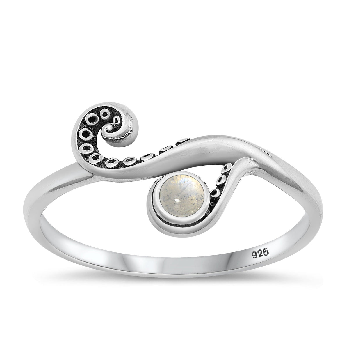 Sterling Silver Moonstone Tentacle Ring