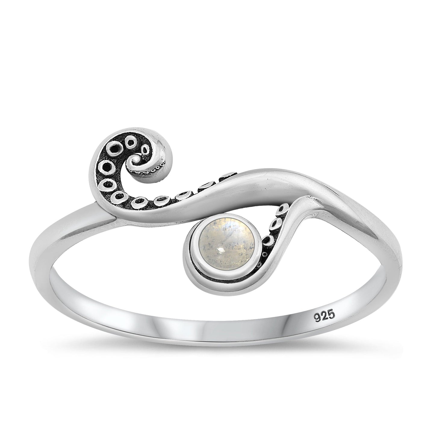 Sterling Silver Moonstone Tentacle Ring