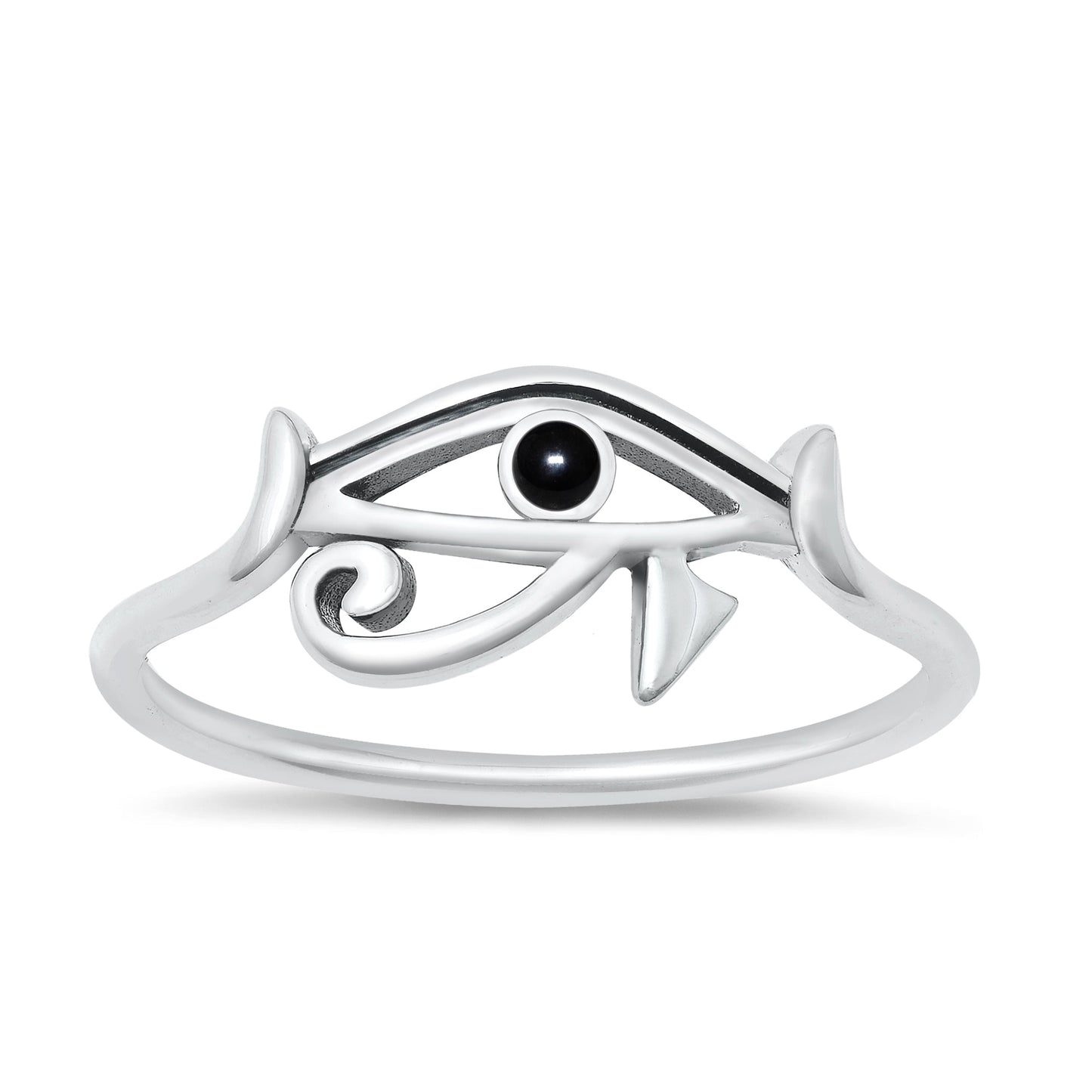 Sterling Silver Black Agate Eye of Horus Ring