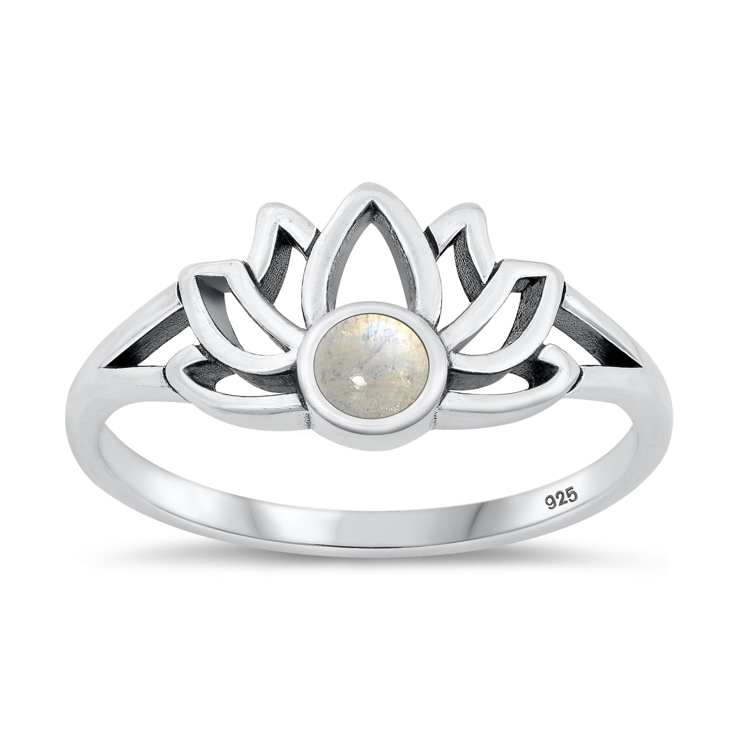 Sterling Silver Moonstone Lotus Ring