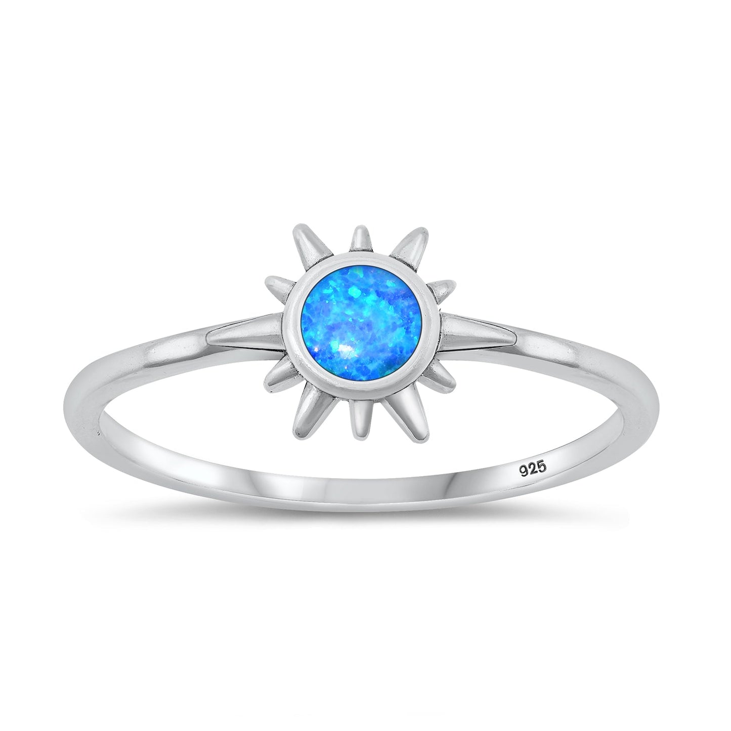 Sterling Silver Blue Lab Opal Sun Ring