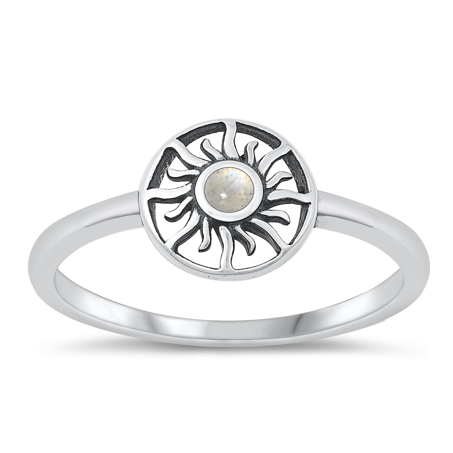 Sterling Silver Moonstone Sun Ring