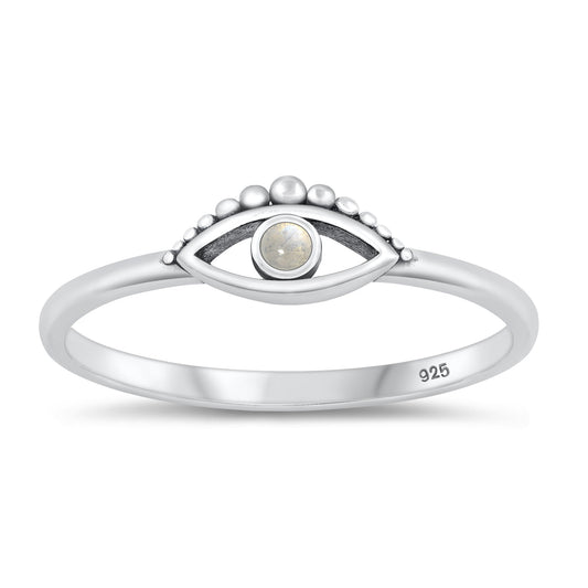 Sterling Silver Moonstone Evil Eye Ring
