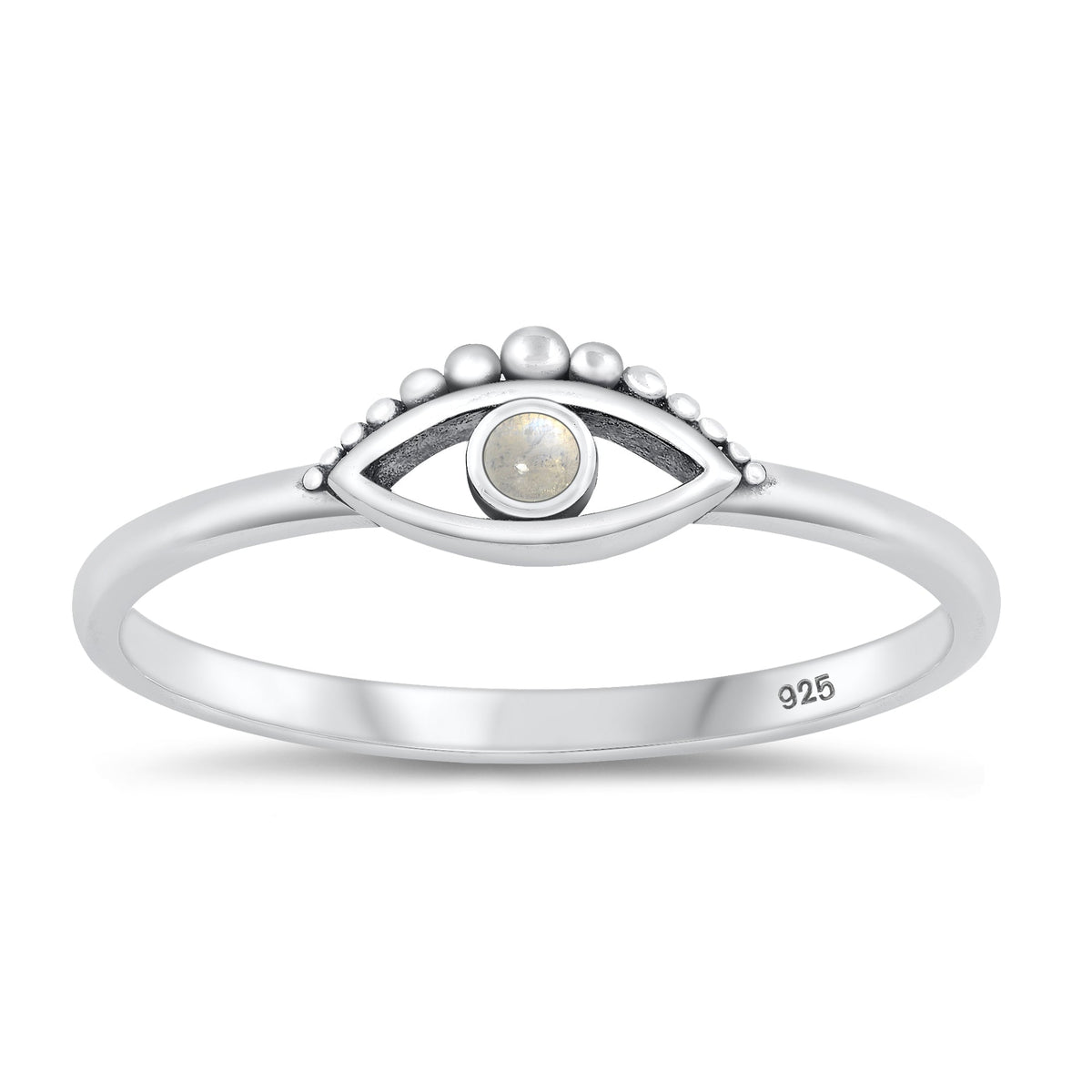 Sterling Silver Moonstone Evil Eye Ring