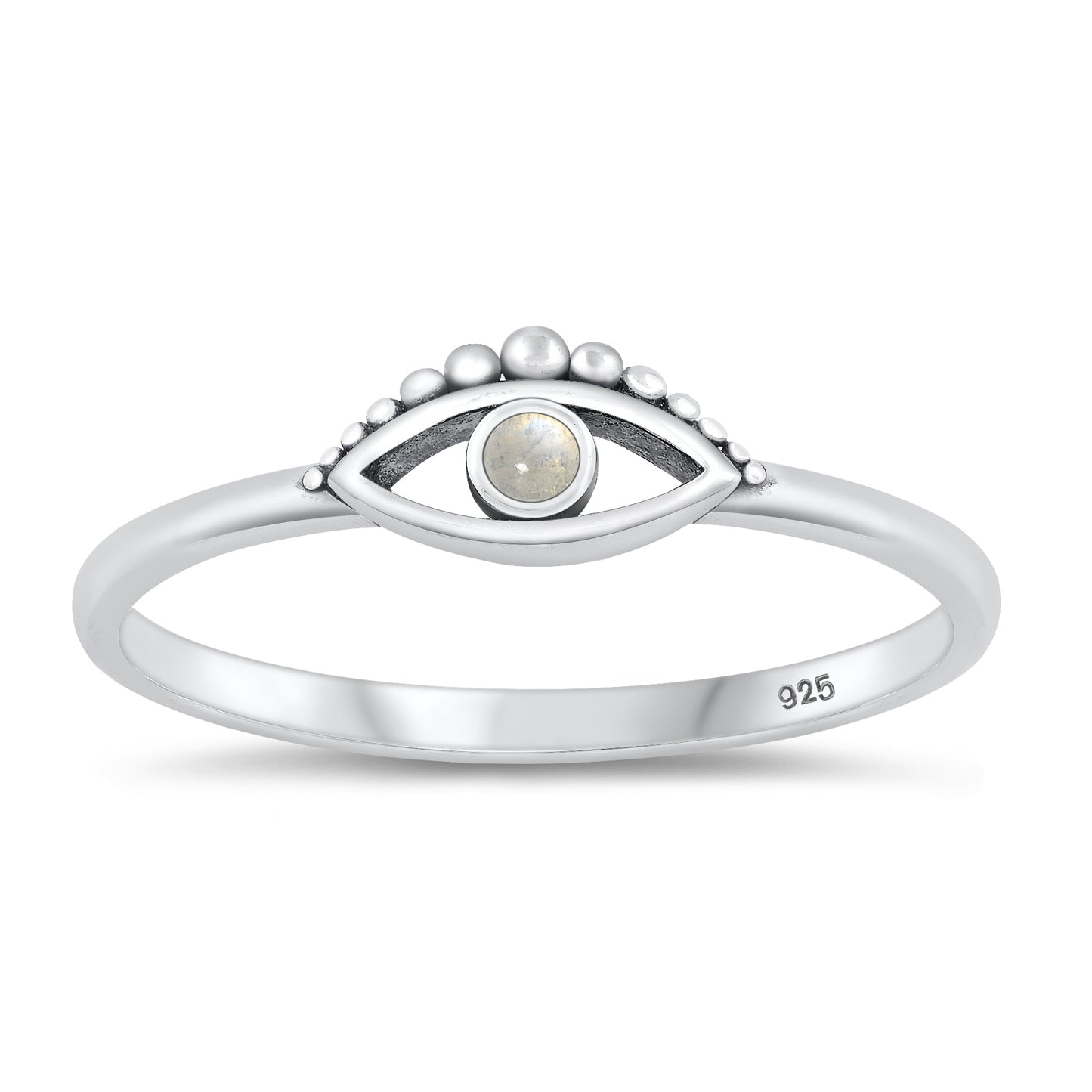 Sterling Silver Moonstone Evil Eye Ring