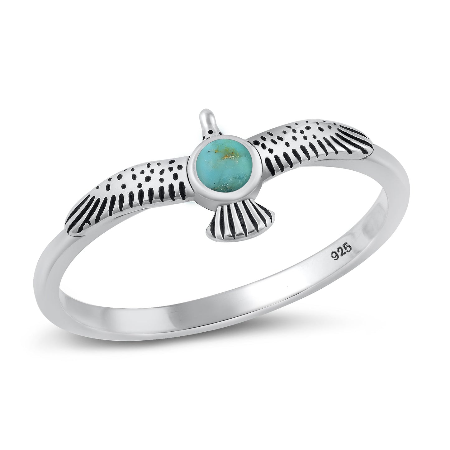 Sterling Silver Genuine Turquoise Bird Ring