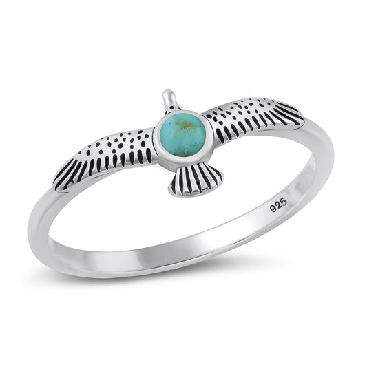 Sterling Silver Genuine Turquoise Bird Ring