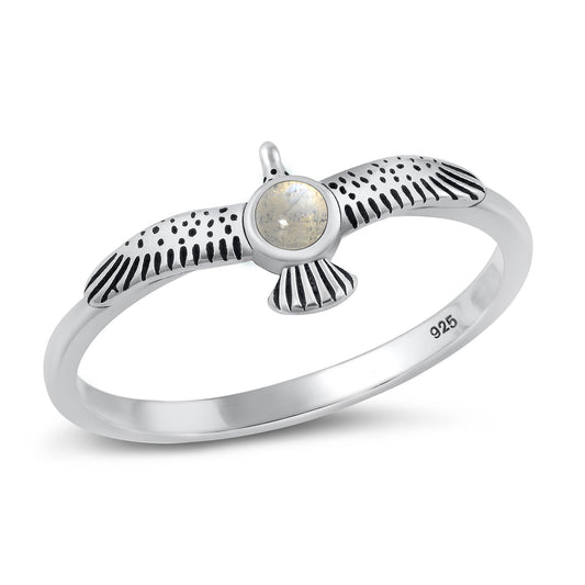 Sterling Silver Moonstone Eagle Ring