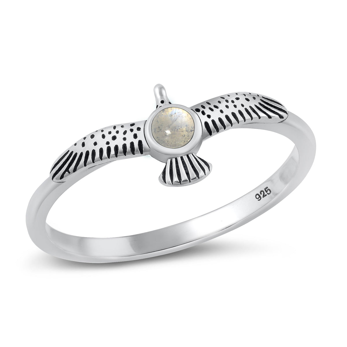 Sterling Silver Moonstone Eagle Ring