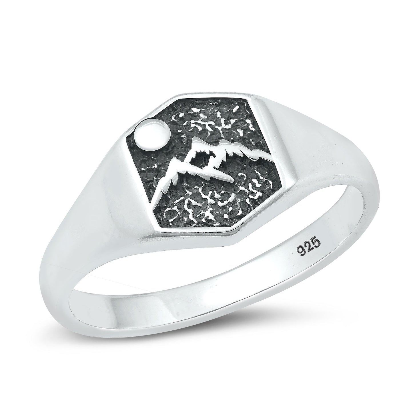 Sterling Silver Mountain Moon Ring
