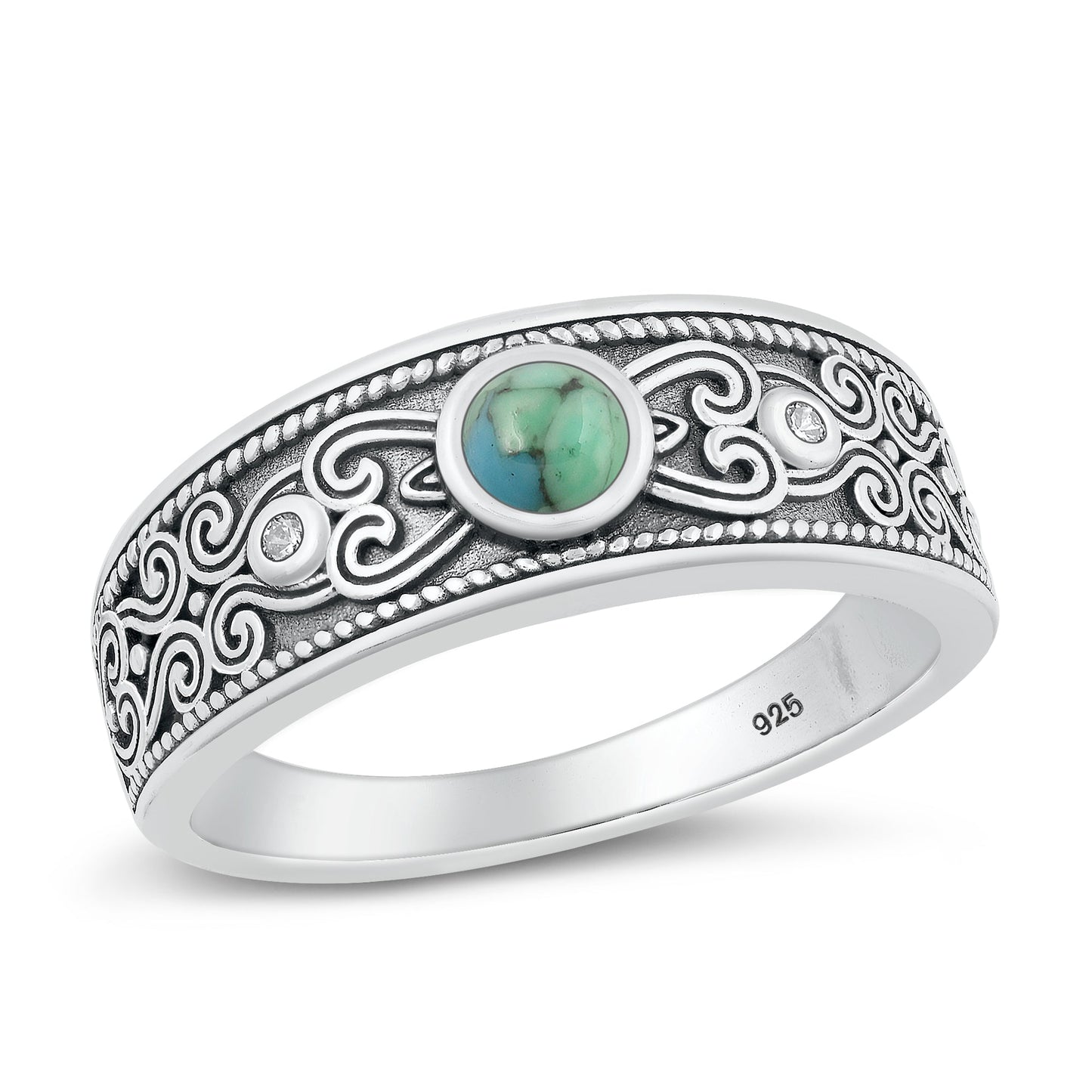 Sterling Silver Genuine Turquoise Heart Ring