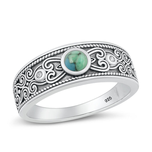Sterling Silver Genuine Turquoise Heart Ring