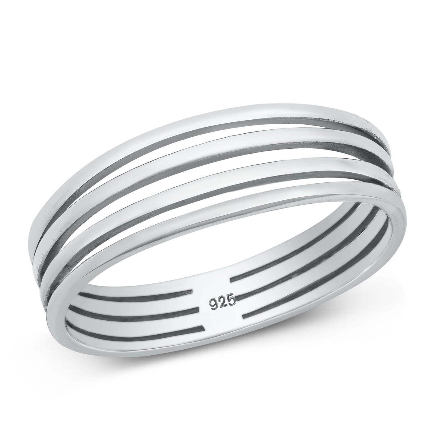 Sterling Silver Triple Line Bar Ring
