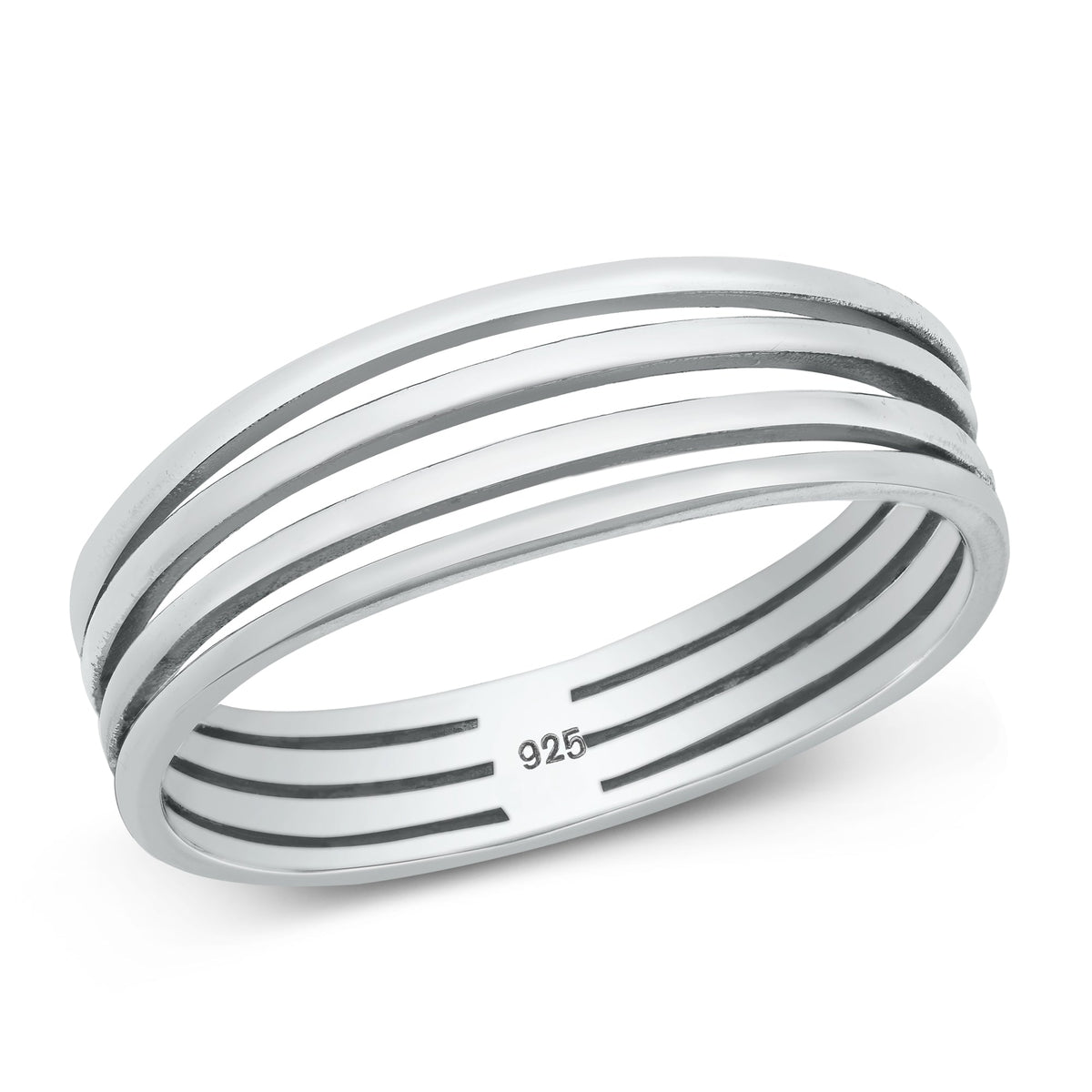 Sterling Silver Triple Line Bar Ring