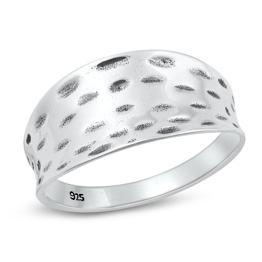 Sterling Silver Hammered Concave Ring
