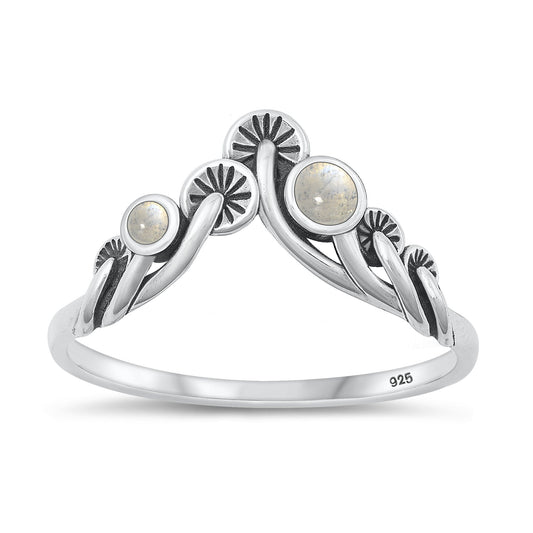 Sterling Silver Moonstone Mushrooms Ring