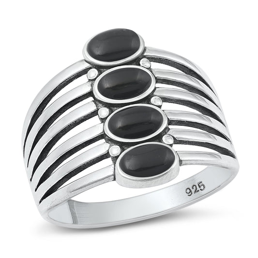 Sterling Silver Black Agate Ring