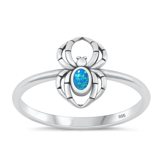 Sterling Silver Blue Lab Opal Spider Ring