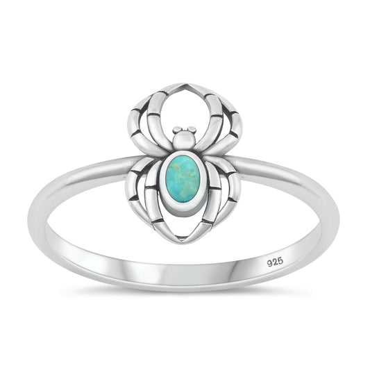 Sterling Silver Genuine Turquoise Spider Ring