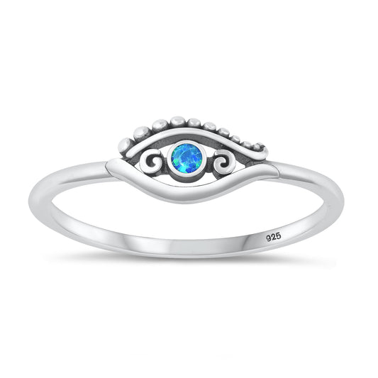 Sterling Silver Blue Lab Opal Eye Ring