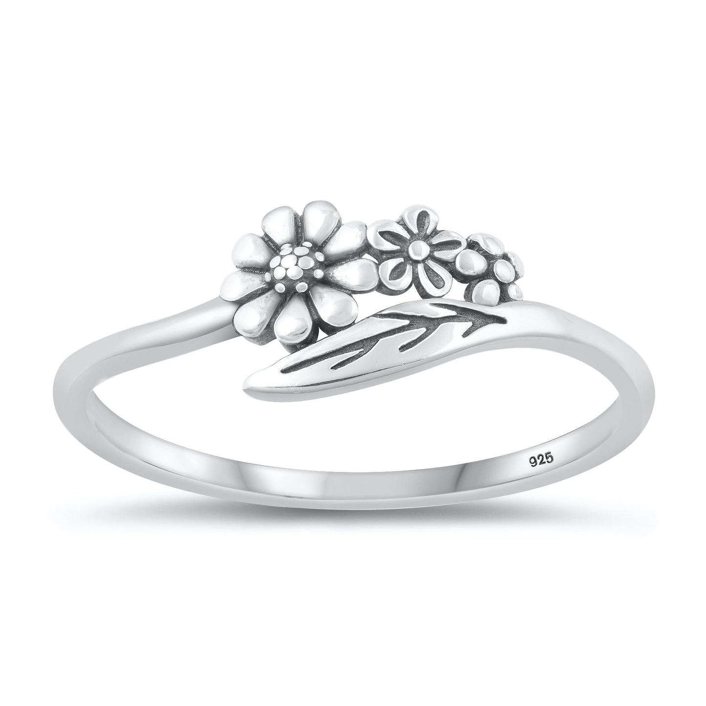 Sterling Silver Flowers Ring