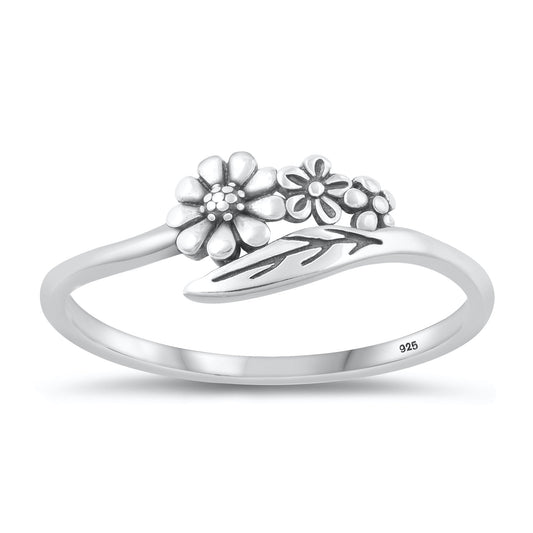 Sterling Silver Flowers Ring