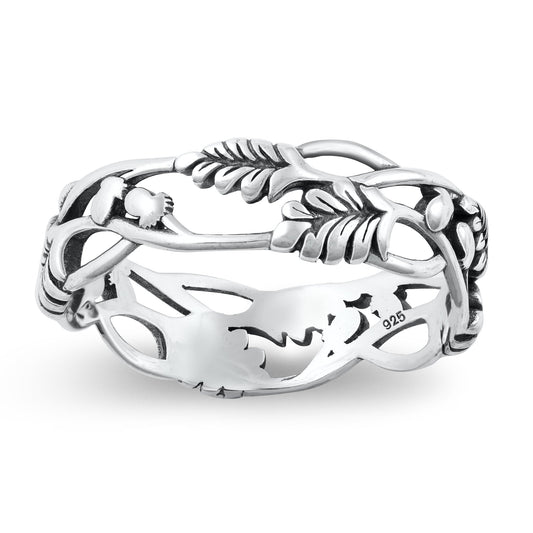 Sterling Silver Leaf & Vines Ring