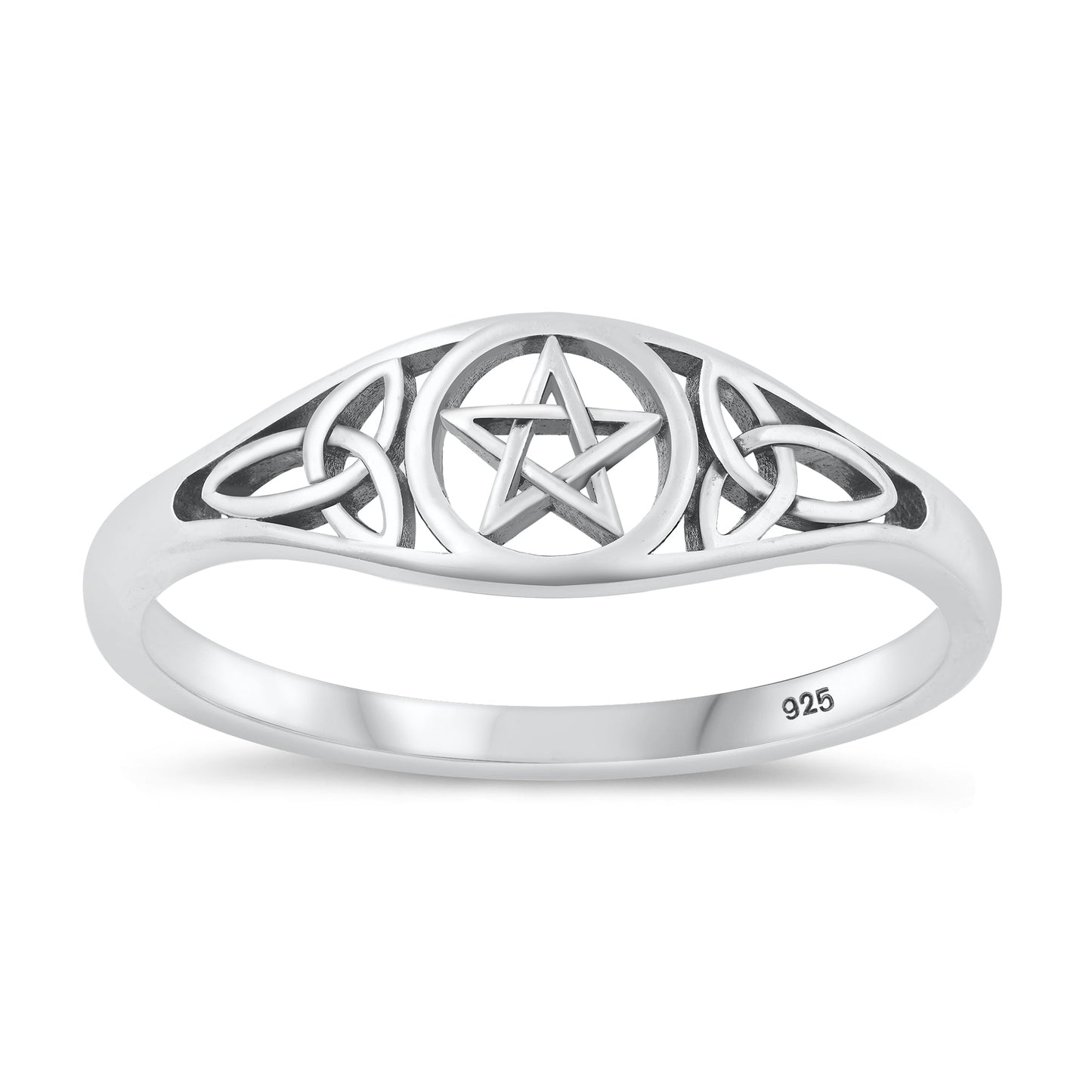 Sterling Silver Pentagram Triquetra Ring