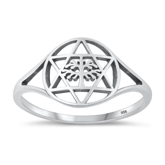 Sterling Silver Jewish Star Tree of Life Ring