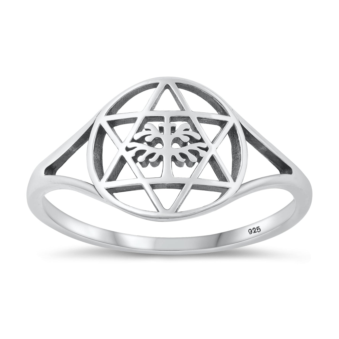 Sterling Silver Jewish Star Tree of Life Ring