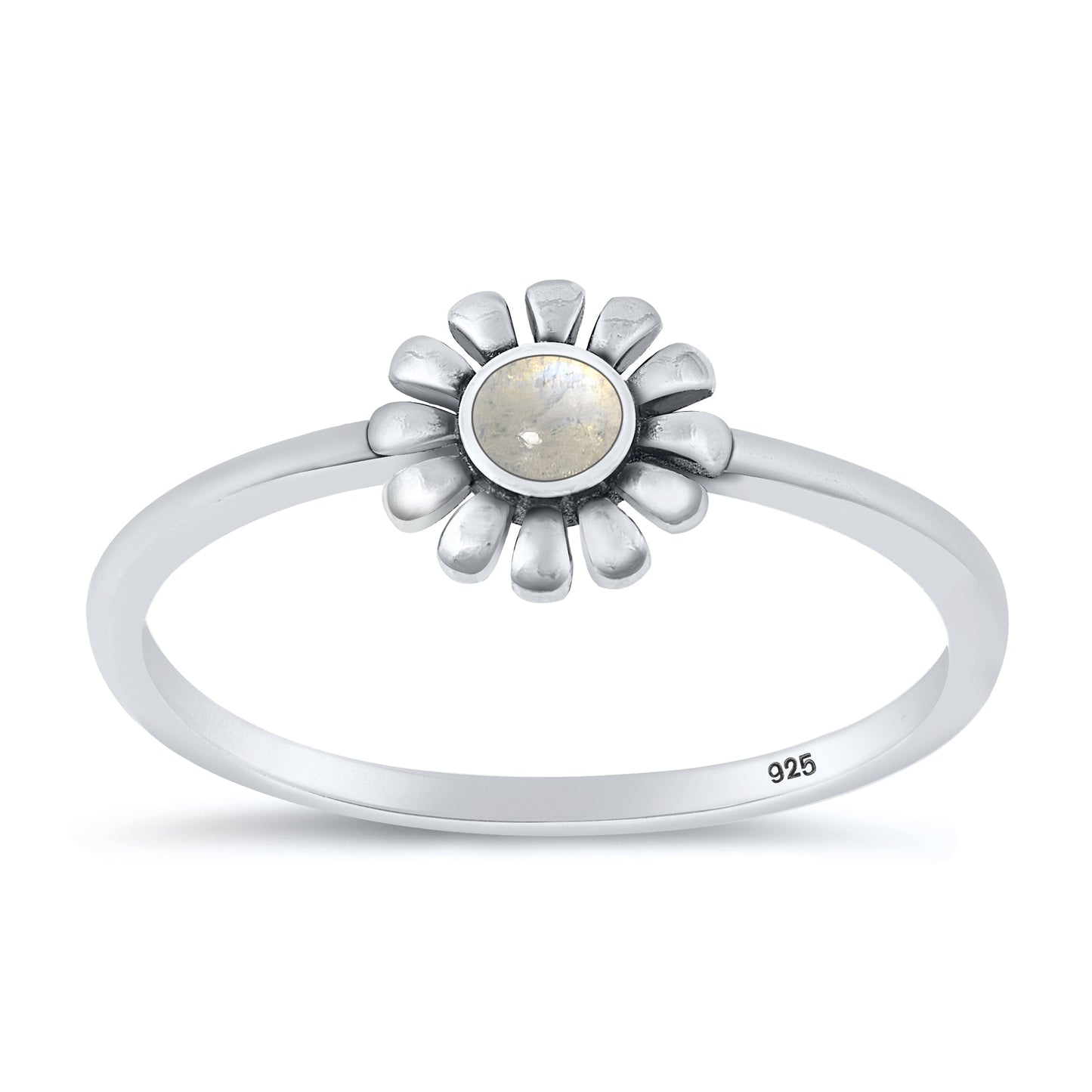 Sterling Silver Moonstone Daisy Ring