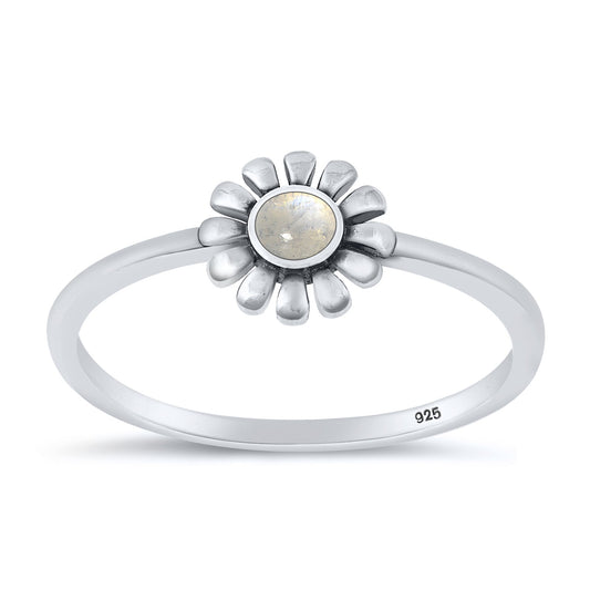 Sterling Silver Moonstone Daisy Ring
